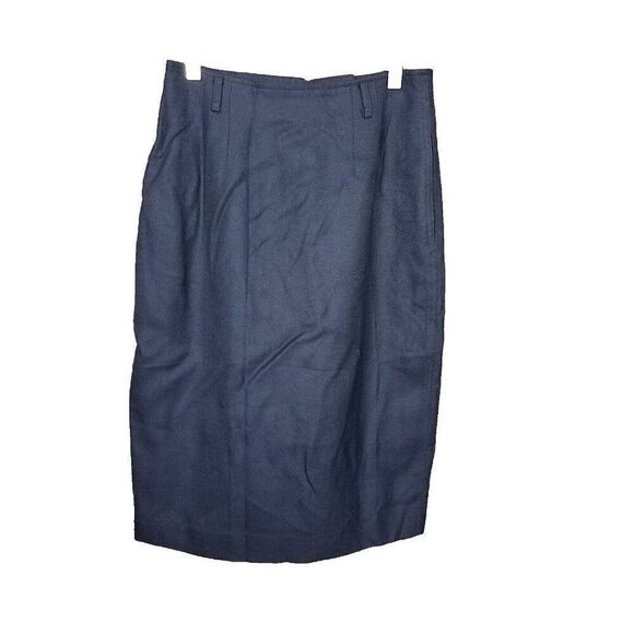 Liz Claiborne 6P Petites Navy Skirt Lined Vintage Button Back Vent Career Work - Picture 1 of 14